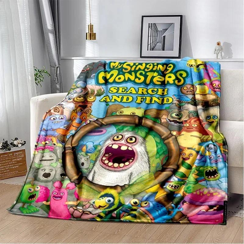 My Singing Monsters Videospiel-Cartoon-weiche Plüschdecke, Flanelldecke, Überwurfdecke für Wohnzimmer, Schlafzimmer, Bett, Sofa, Picknick