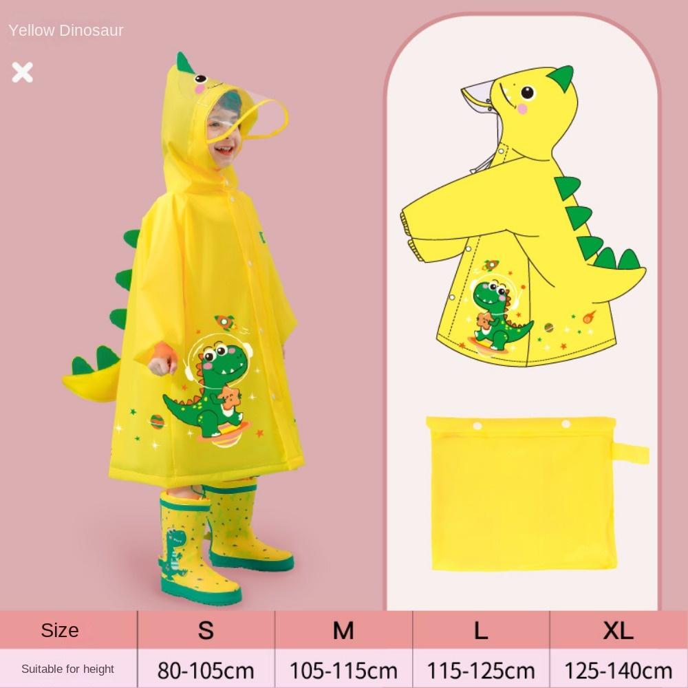 Niedlicher Kinderregenmantel Wasserdicht Kinder Dinosaurier Einhorn Regenponcho Regenmantel Jacke mit Rucksackposition Studentenregenbekleidung