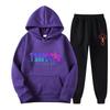 Unisex Übergroßer Kapuzenpullover Jogginghosen Set Mehrfarbig Buchstabendruck Warme Baumwollmischung Loungewear