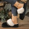 Fashion Thick Bottom Woolen Slippers Women Winter New Style Fleece Lined Bootie Toe Covering Half Slippers Leisure Footw Pantuflas Mujer