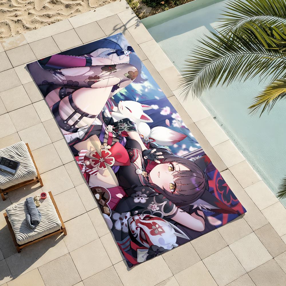 B-Blue Archive-S Game Kosaka Wakamos Towel Soft Lightweight Anti-Sand Large Beach Towel Quick-Drying Bath Sports Family