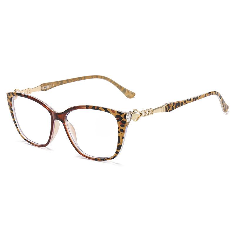 Leopard Square Metal Accessory Anti Blue Light High Definition Reading Glasses Woman Men Vintage Reader Eyeglasses