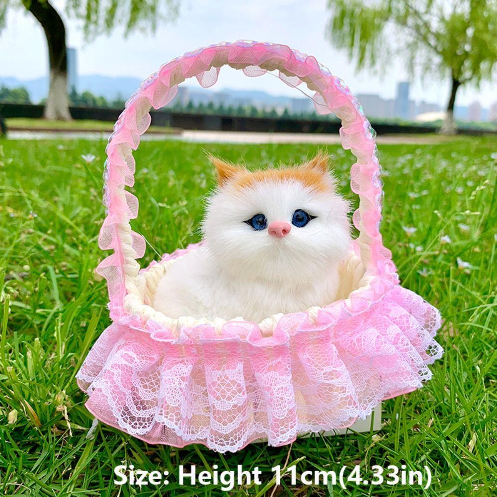Plastic Flower Basket Cat Simulation Cat Toy Cute Cat Ornament