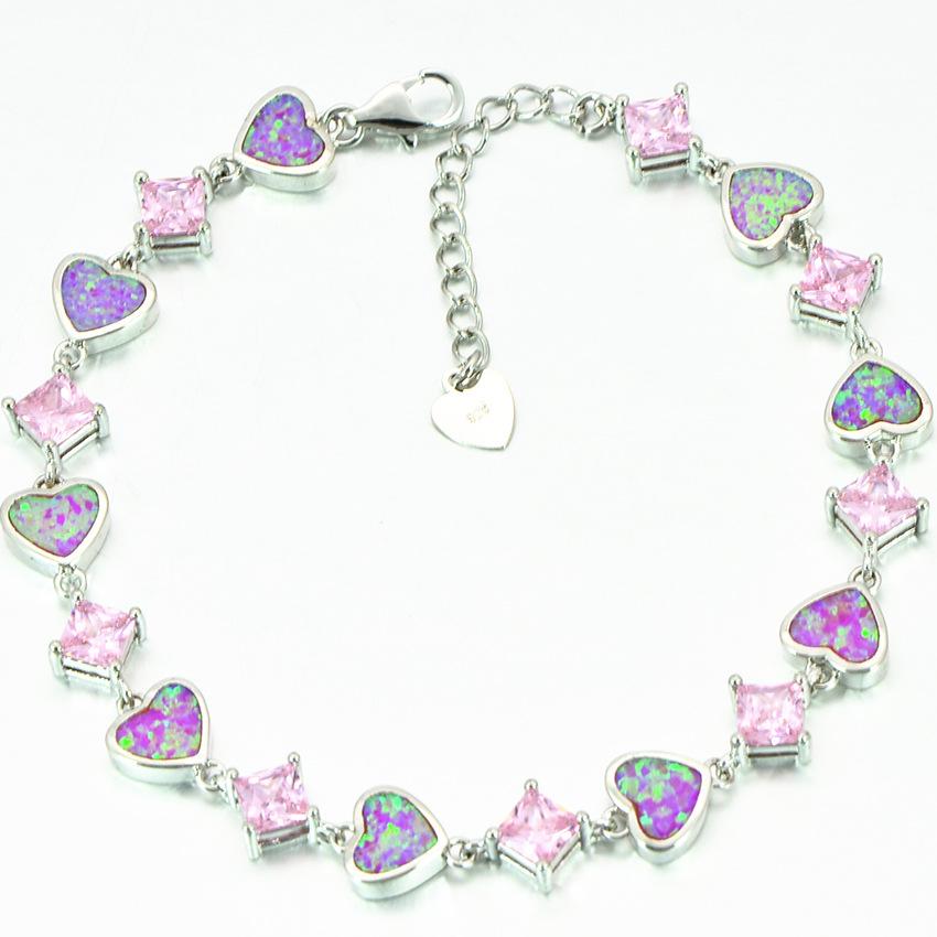 2026 Hawaiian Heart Bracelet Fashion Colored Jewelry Jewelry Accessories, Bracelets, Fashion Trends, Exquisite Inlay, Zircon 18CM фиолетовый