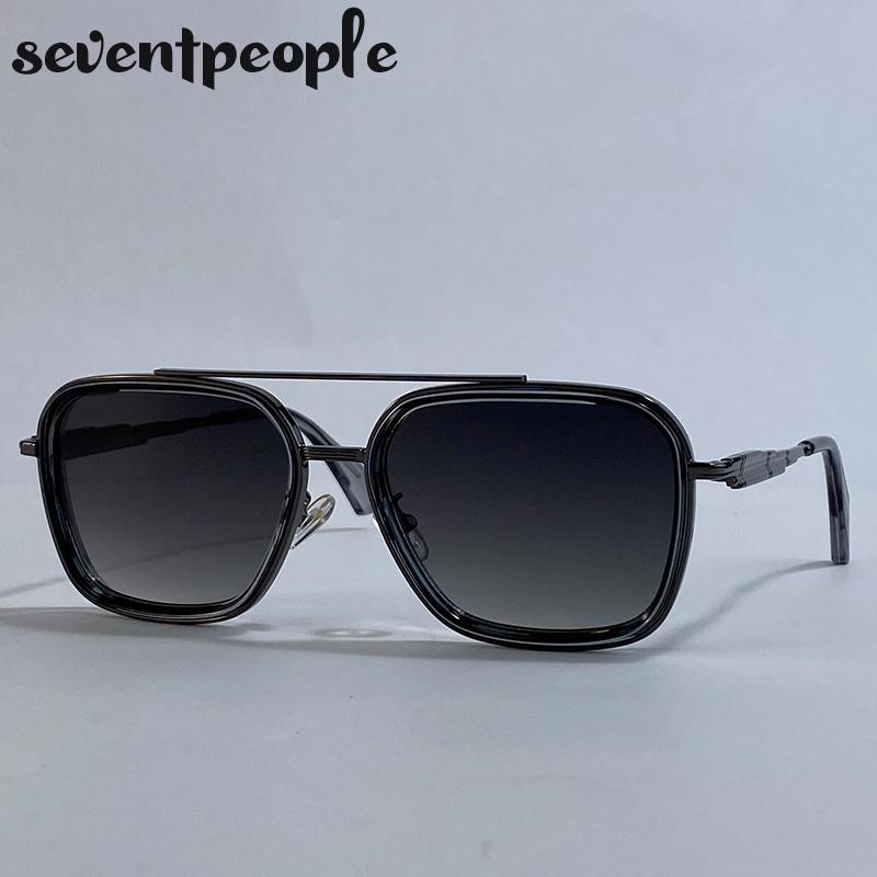 Oversized Square Steampunk Sunglasses Men Luxury Brand Vintage Metal Double Beam Sun Glasses Trendy Outdoor Shades For Male