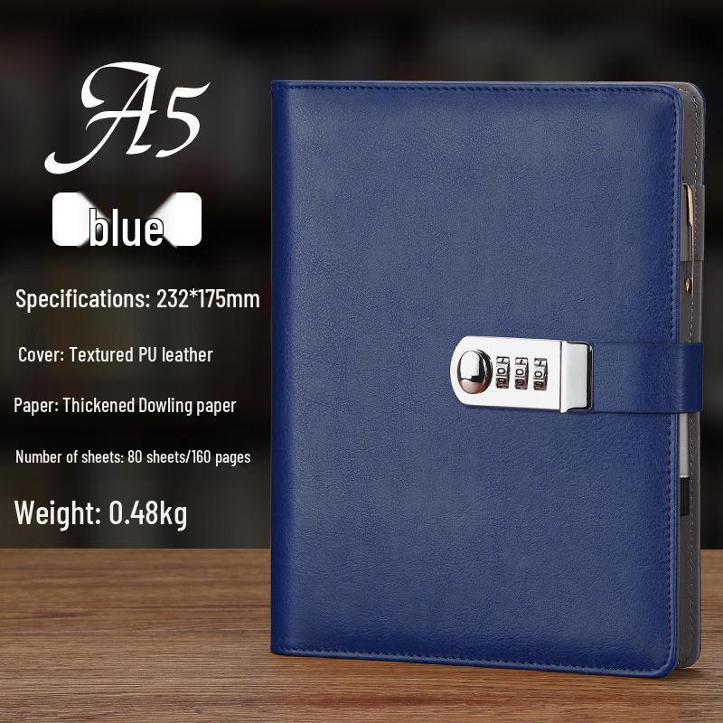 

Знімний блокнот на кільцях з паролем - A4/A5 для бізнесу та студентів A5 синій