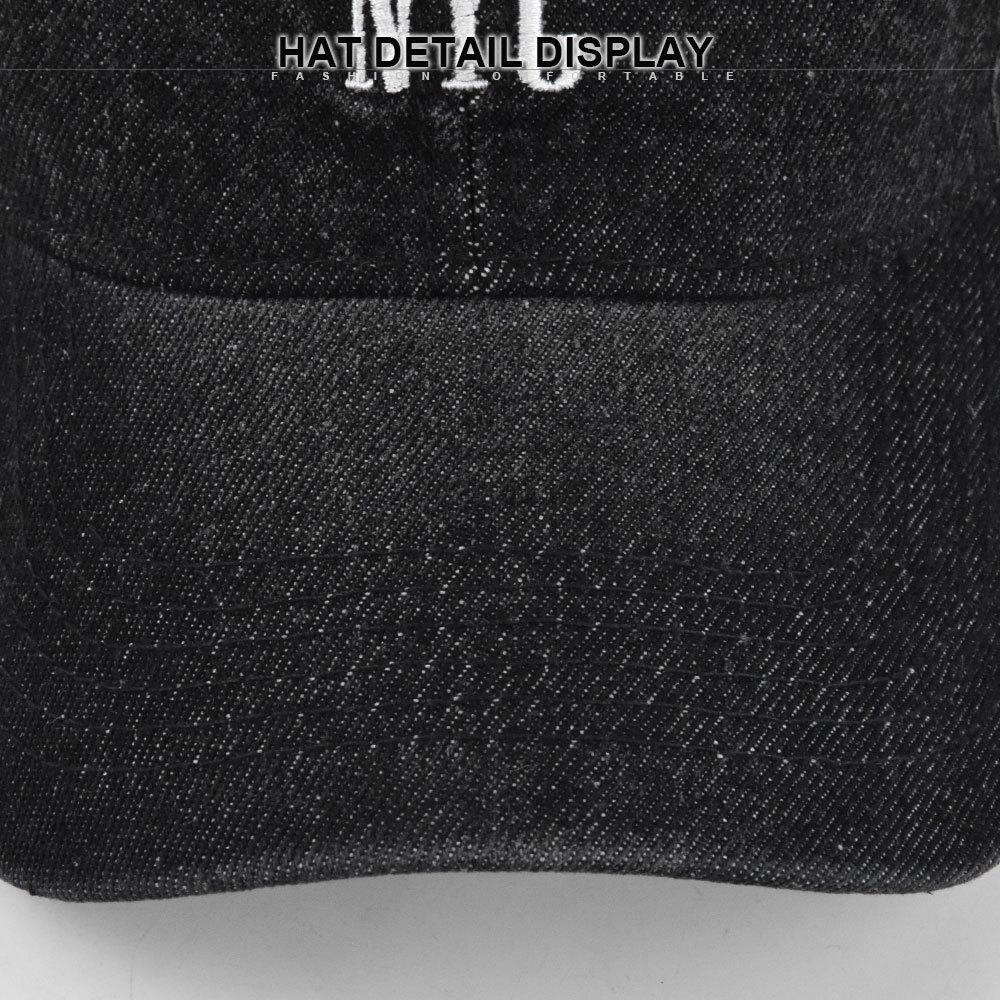 Vintage Distressed Embroidered Denim Baseball Cap with Curved Brim