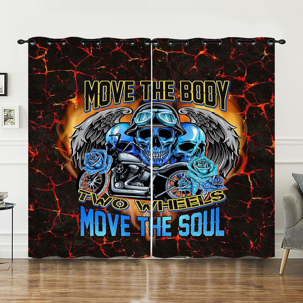 Curtains Skull Rose Magic Curtains Bedroom Living Room Blackout Curtain Perforated
