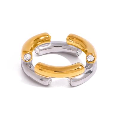 Youthway Farbblock Zirkonia Edelstahlring für Herren Damen Edelstahl Wasserdicht Modedesign Schmuck