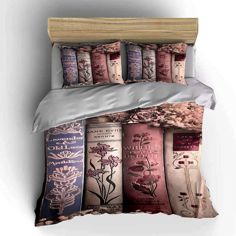 Books and Floral Designs. Bedding Sets Duvet Cover Sets Duvet Covers Pillowcases(1 * Duvet Cover 2 * Pillowcases Without Duvet Insert)