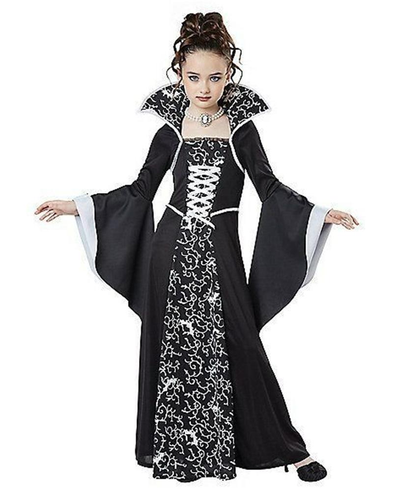 Halloween Kostuum Jurk Voor Kinderen Fantasie Vampier Kostuum Meisjes Heks Cosplay Kinderfeest Optreden Jurk Kleding 4-12J 110 zwart