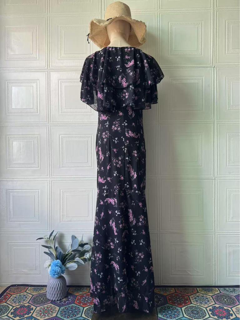 Elegantes Damen-Langarmkleid mit floralem Muster - Kollektion Frühjahr 2025