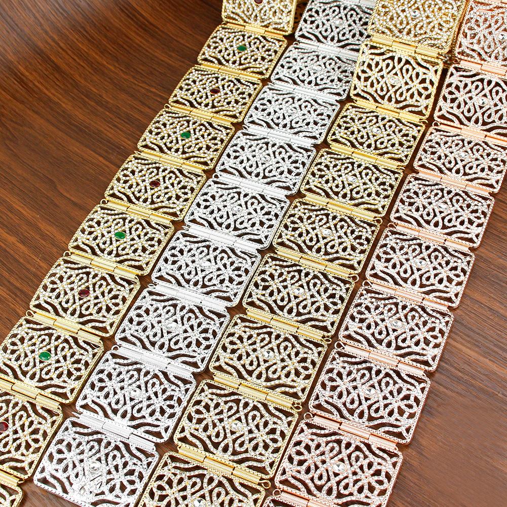 Goldfarbener schicker Kristallgürtel für Frauen, Braut, Hochzeitskleid, Metall-Taillenkettengürtel