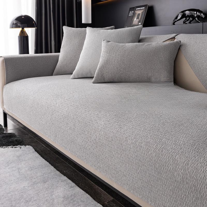 Chenille Sofakissen Vier Jahreszeiten Universal Rutschfestes Kissen Schlicht Modern Wohnzimmer Grau Sofaüberwurf Bezugstuch
