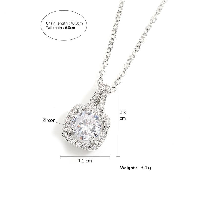 ZAKOL Simple Geometric Crystal White Zircon Pendant Necklace For Women copper-Color Wedding Party Zircon Gift With Box