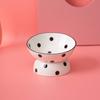 Ceramic Tall Footed Drinking Water Bowls, Anti Overturning Oblique Mouth, Neck Protection, Round Dot Cat Bowl, Pet Articles, 1Pc