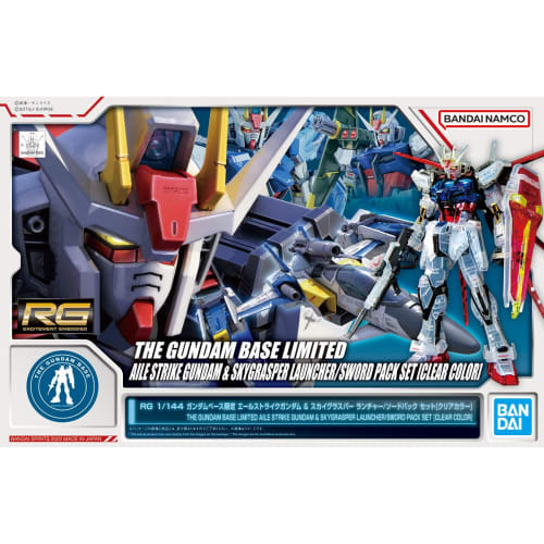 

RG 1/144 Gundam Base Exclusive Aile Strike Gundam & Skygrasper Launcher/Sword Pack Set Clear Color Mobile Suit Gundam SEED