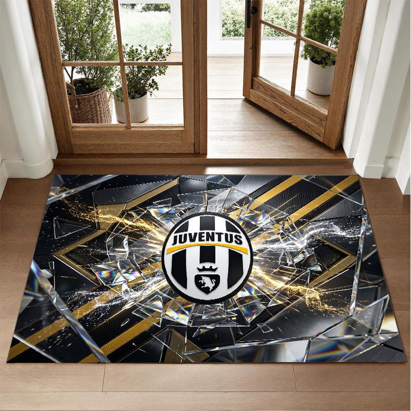 Juventus FC Design Crystal Velvet Rug Soft Decorative Mat for Bedroom Entrance