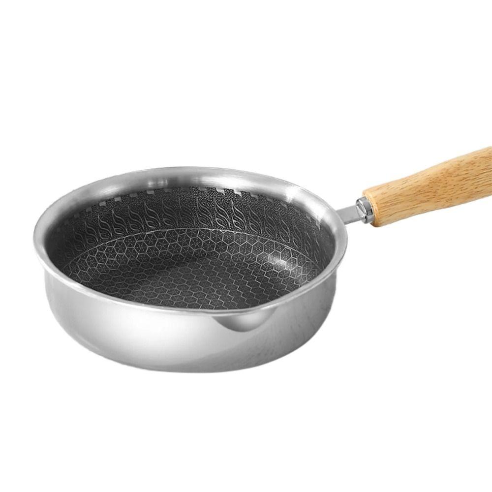 Stainless Steel Hot Oil Splashing Pot Non-Stick Pancake Skillet Omelette Pan  Outdoor Camping