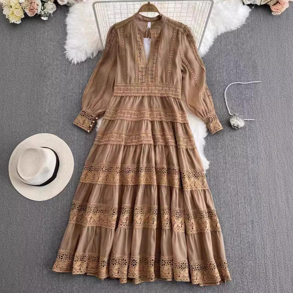 New French lace women's wear, elegant and slimming, new Chinese style high-end long skirt, fashionable and elegant