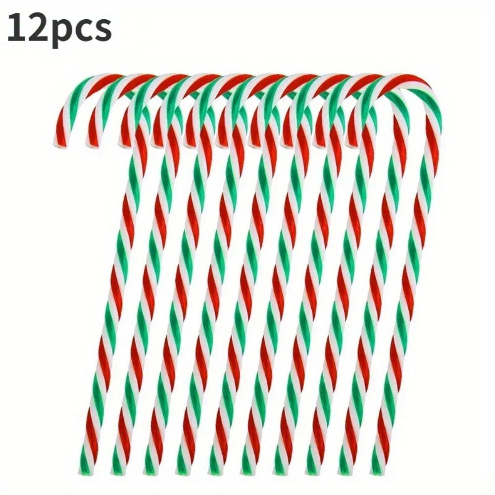 12-Pack Acrylic Candy Cane Ornaments For Christmas Tree - Festive Hanging Decorations For Holiday & New Year Celebrations