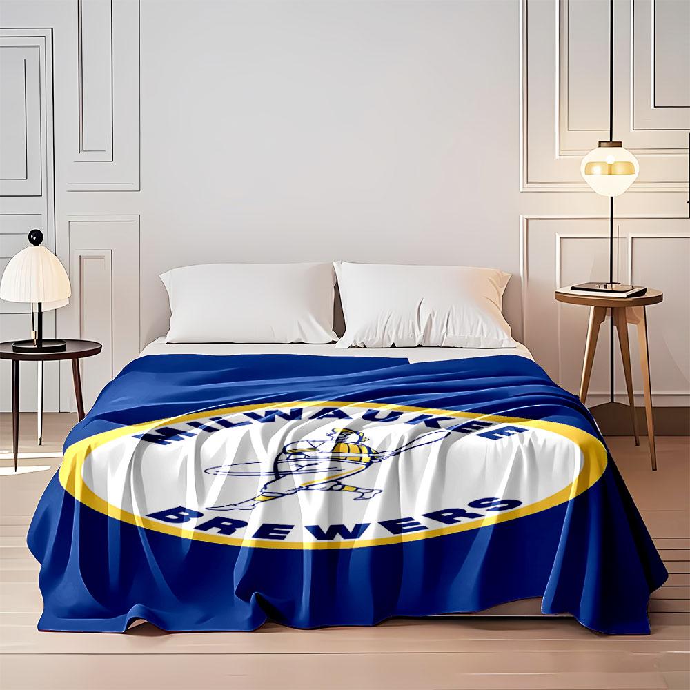 Milwaukee Brewers Logo Blanket Print Blanket Soft and Cozy Perfect for the Living Room Bed Sofa or a Nap,gift
