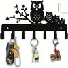 Multifunctional Metal Owl Key Holder – Wall-Mounted Iron Hooks, Stylish Wall Hanging Storage for Keys, Functional Craft Art