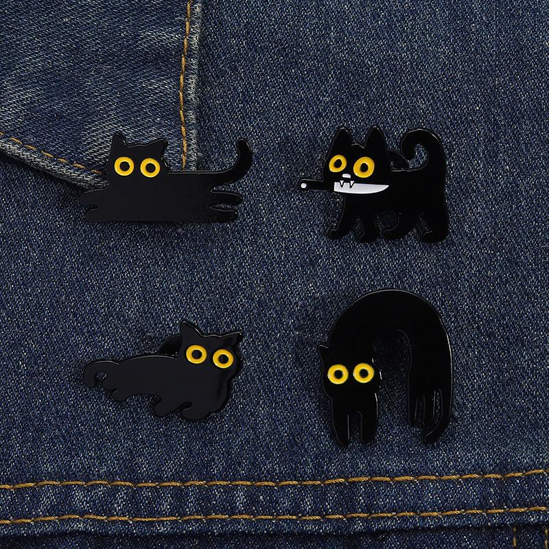 Japanese Cartoon Black Cat Series Alloy Brooch Metal Badge Lapel Pins Badges On Backpack Pines