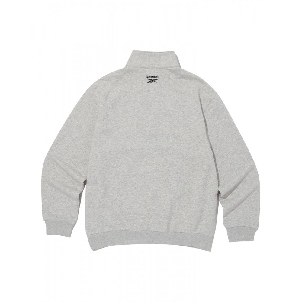 Reebok Legacy Half Zip Up Sweatshirt   Light Gray