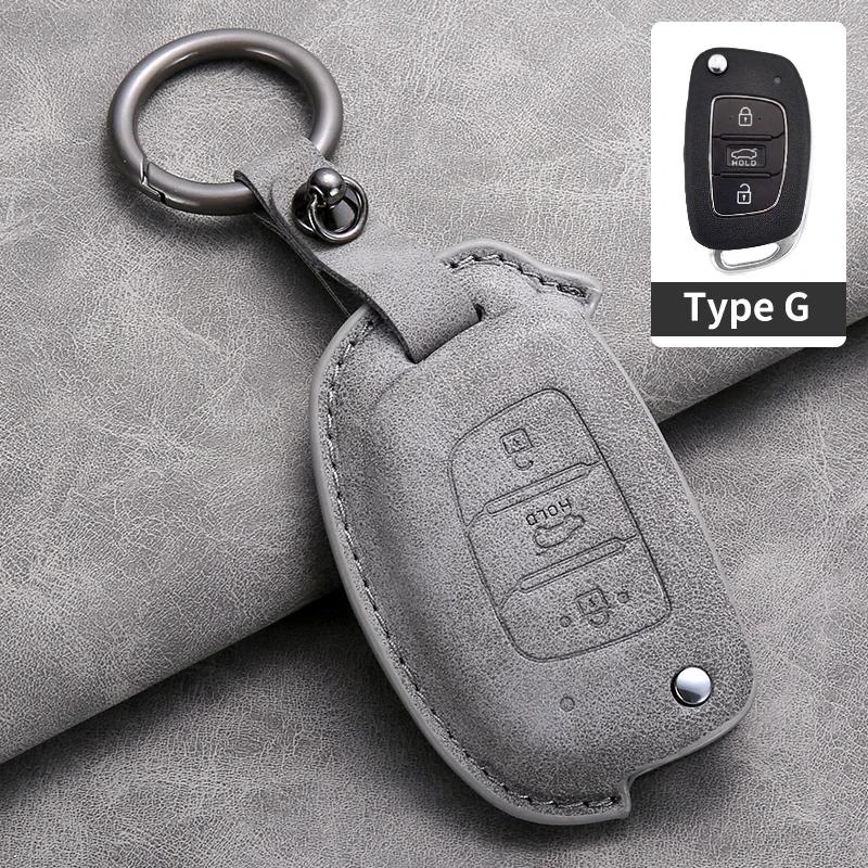 Leather Car Flip Key Case Cover for Hyundai Grand I10 2023 I20 I30 IX35 IX45 HB20 Elantra Solaris Sonata Santa Fe Sport Tucson