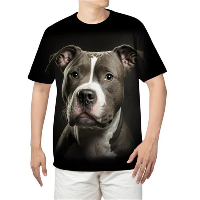 3D Printed Pet Bulldog Animal Print T Shirt For Men Y2k Fashion Fun American Bully