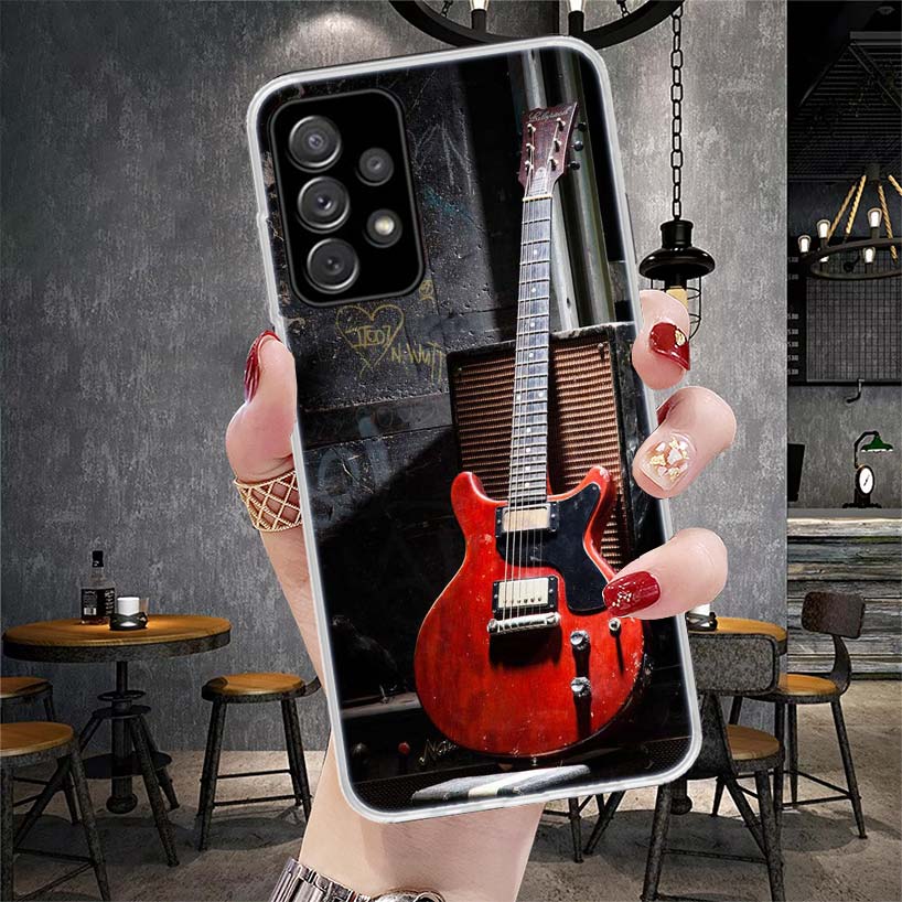 YA763-Music Score Musical Violin Guitar Phone Case For Samsung Galaxy A13 A14 A15 A16 A17 A53 A54 A55 A56 A57 A33 A34 A35 A36 A3