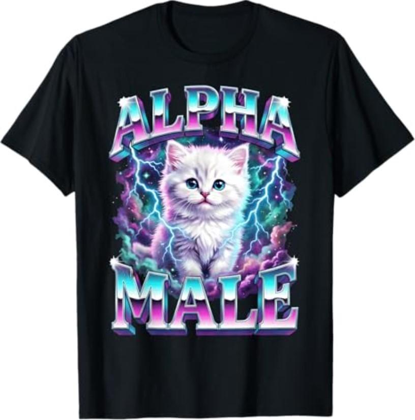 Alpha Male Cat Kitten Funny for Men Women T-Shirt S