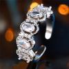 Cute Female Rainbow White Zircon Open Gold Color Wedding Rings Promise Adjustable Engagement Jewelry For Women