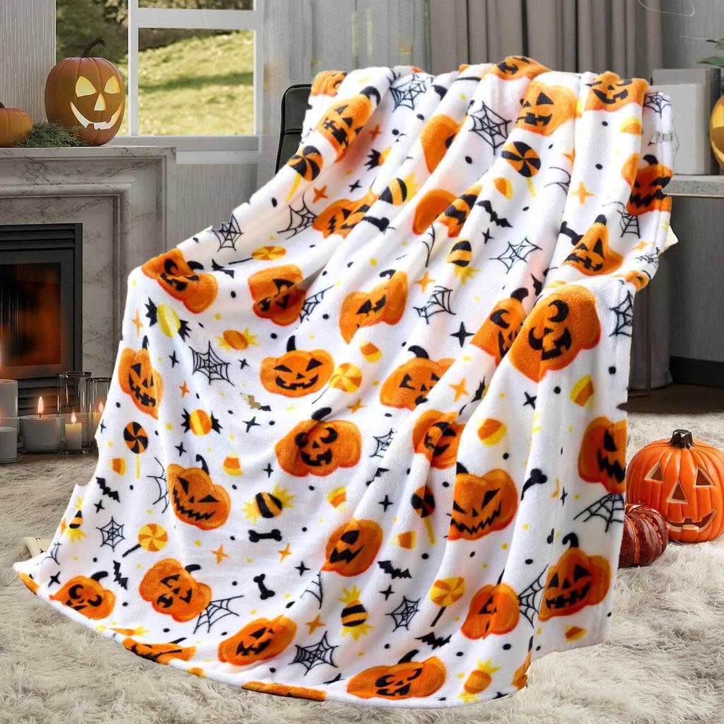Halloween Kasteteppe Heks Mykt Plysj Koselig Flanell Halloween Teppe Dekorasjon For Fest Sofa Seng Stue