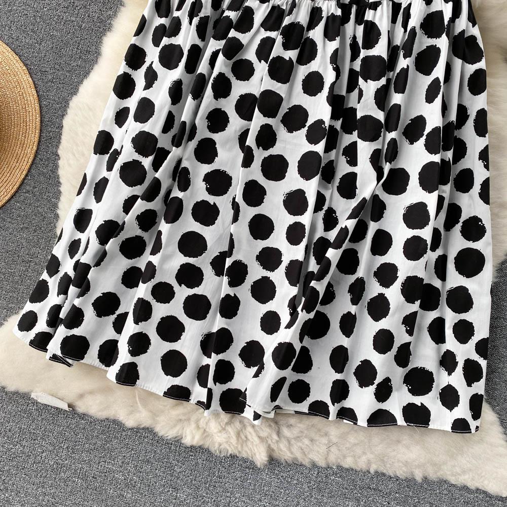 Fashion Polka Dot Elastic Waist Skirt Women's Summer Loose Temperament Large Swing A-Line Skirt Umbrella Skirt