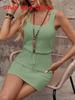 Summer Polyester Sleeveless Aline Dress With Color Block For Casual Wear