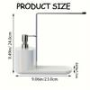 1pc 2-in-1 Compact Kitchen Organizer with Manual Soap Dispenser and Stainless Steel Cloth Holder - Sleek White Countertop Storage Solution