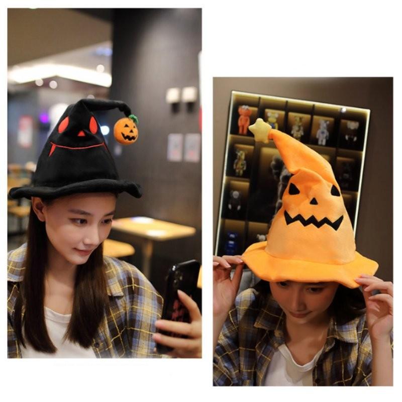 Halloween Hat Grimace Pumpkin Decoration Plush Toy Desktop Ornament Cap Props