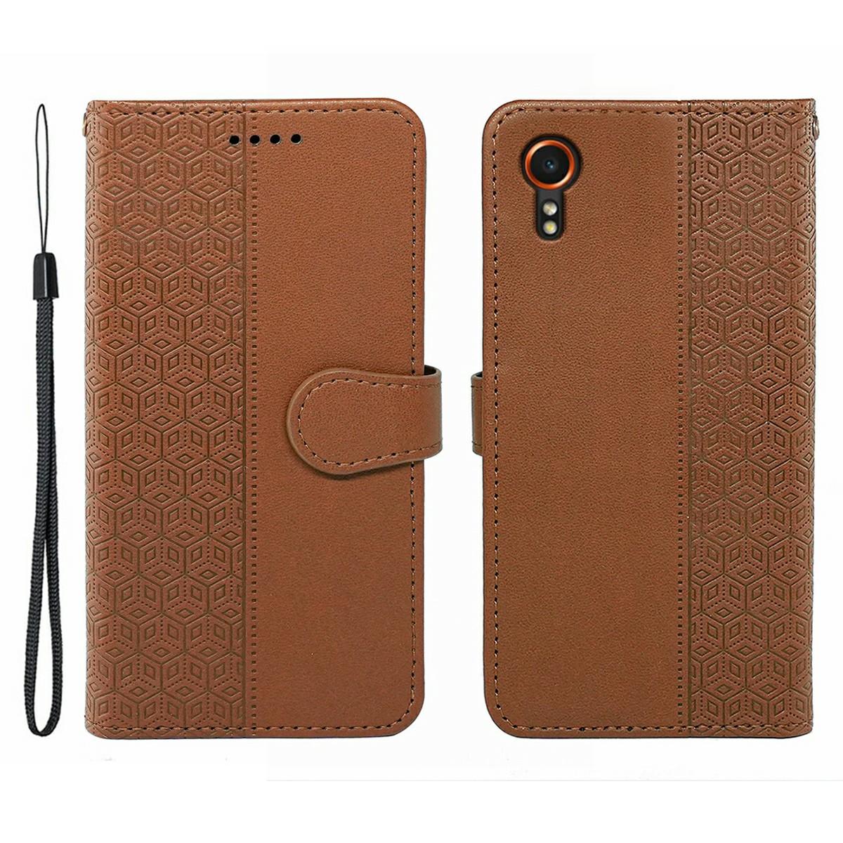 

Чохол для Samsung Galaxy Xcover7 Захист від подряпин Склейка Друкований Ромбоподібний Шкіряний Чохол для Телефону Brown