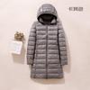 Winter women's slim-fit hooded medium and long light down jacket fashionable and thin removable hat down jacket