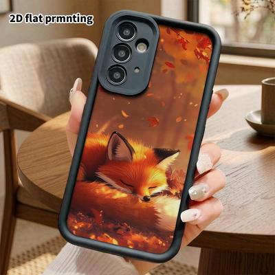 Phone Case: 2D Flat Samsung Galaxy A34 A35 M05 M06 S20 S22 S21 FE Plus 5G Tiered Protective Case, Sleeping Red Fox, Christmas and Halloween Gift