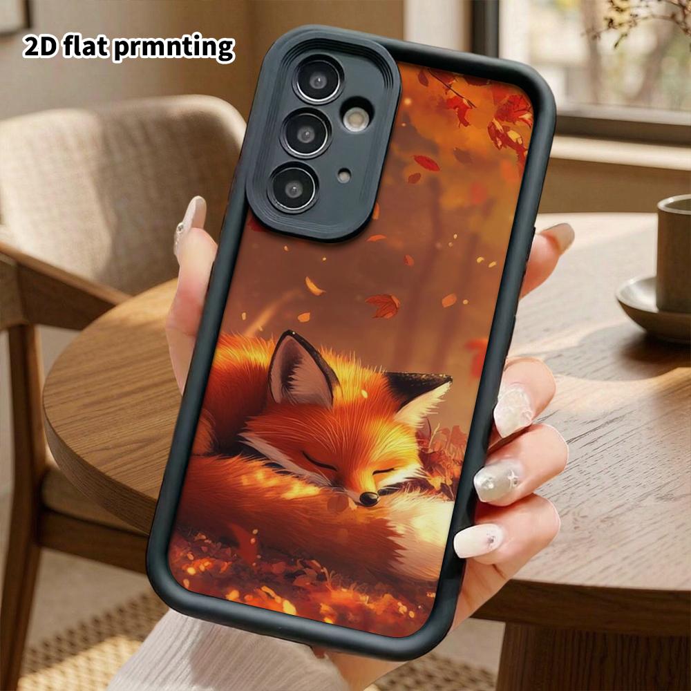 Phone Case: 2D Flat Samsung Galaxy A34 A35 M05 M06 S20 S22 S21 FE Plus 5G Tiered Protective Case, Sleeping Red Fox, Christmas and Halloween Gift