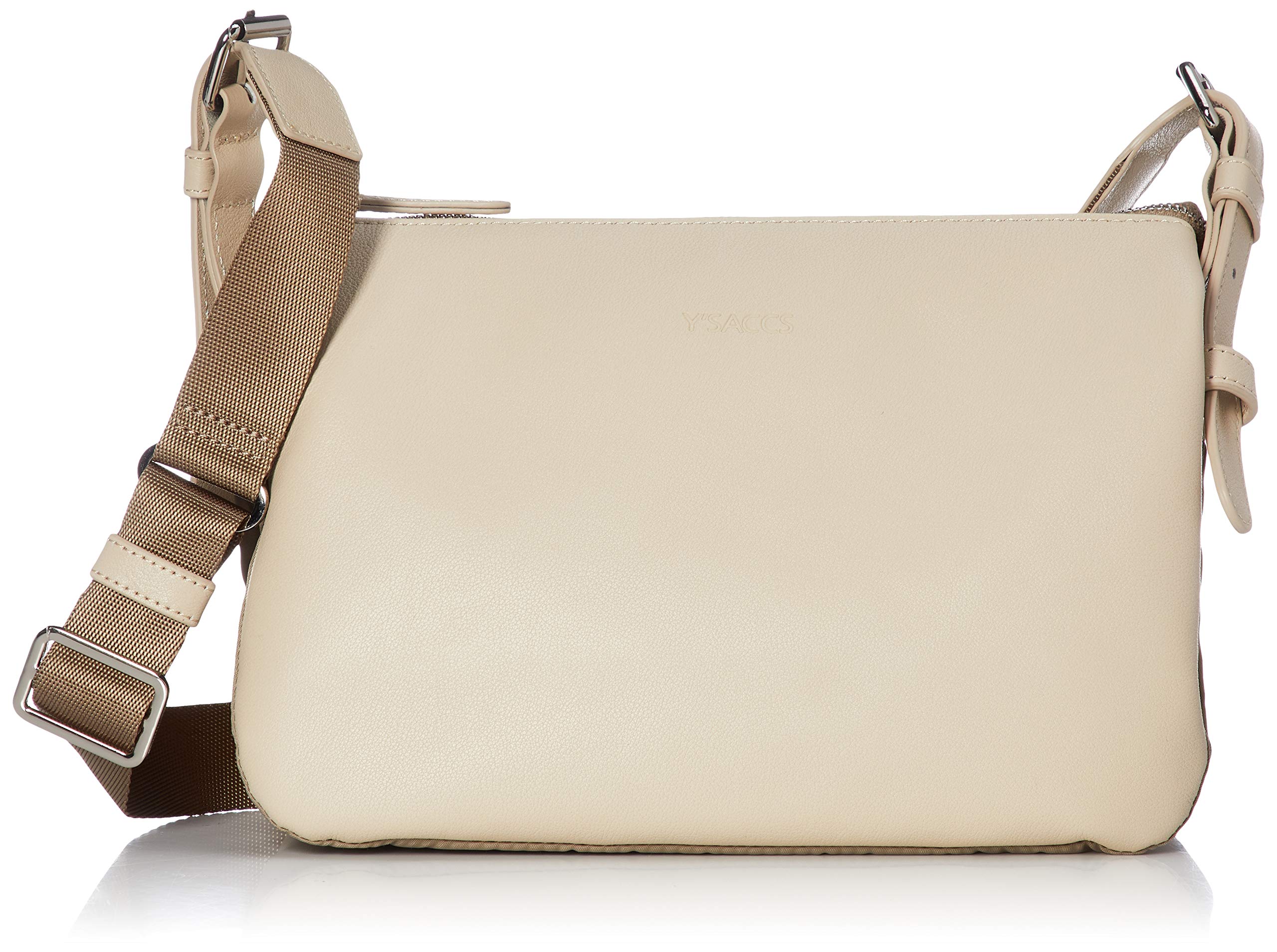 

Leather x Nylon Thin Gusset Pochette Light Beige [Isaac] Y01-05-11SC