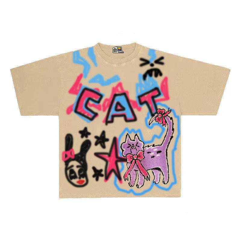 

Уличная одежда Дофамин Олдскул Футболка Хлопок Унисекс Топы Футболки Летняя Футболка с коротким рукавом L