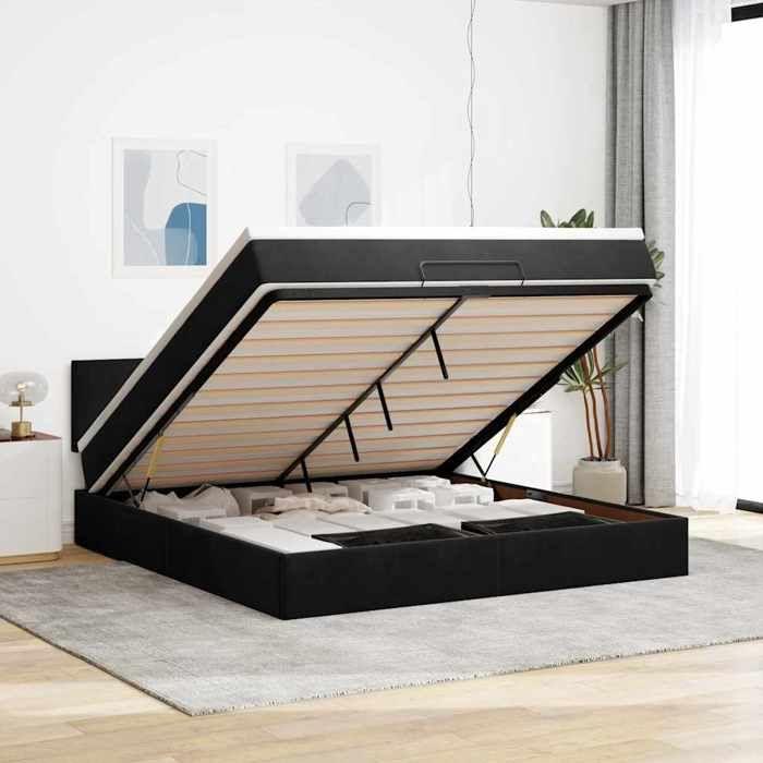 VidaXL Cadre de lit ottoman avec matelas noir 180x200 cm velours, cadre de lit, cadre de lit rembourré, cadre de lit ottoman 3311719