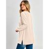 Women S V Neck Loose Long Sleeve Waffle Knit Solid T Shirt