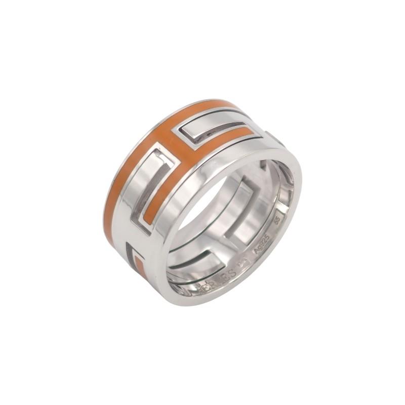 HERMES #15(JP Size) ring Orange Silver925 Women