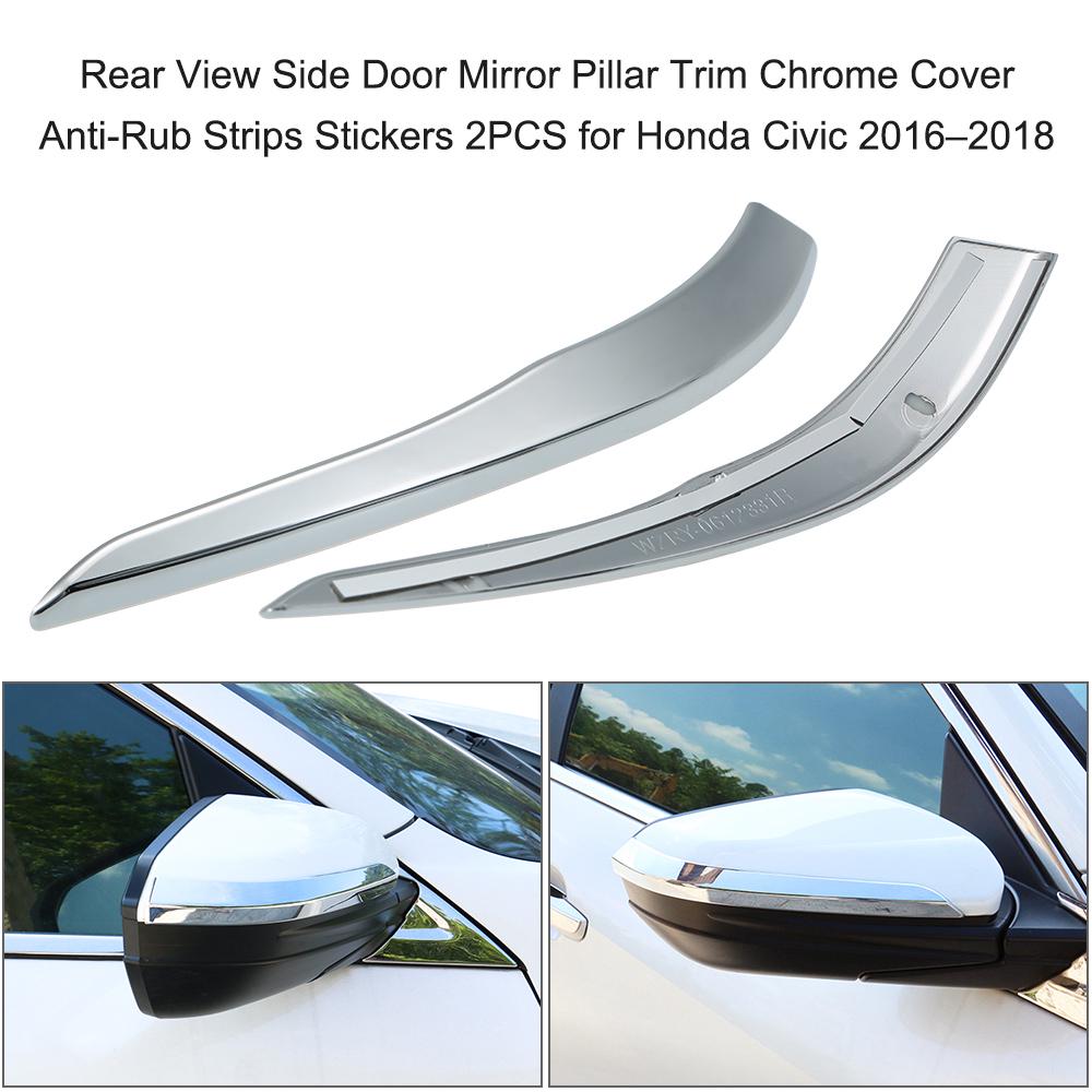 Glossy Chrome Car Side Mirror Cover For Honda Civic W//O Camera Protector Trims