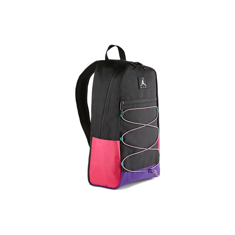 Jordan Patch Logo Drawstring Multifunctional Color Block Polyester Backpack Unisex Backpack Black 9A0483-023